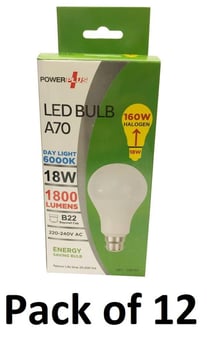 picture of Power Plus - 18W - B22 Energy Saving A70 LED Bulb - 1800 Lumens - 6000k Day Light - Pack of 12 - [PU-3491]