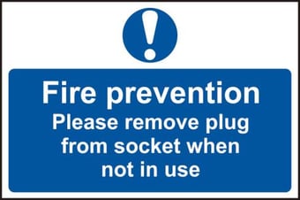 picture of Spectrum Fire prevention Please remove plus from socket when not in use – PVC 300x200mm - SCXO-CI-0168