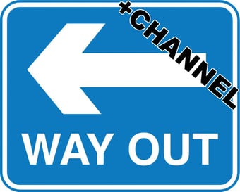 picture of Parking & Site Management - WAY OUT Arrow Left Sign With Fixing Channel - FIXING CLIPS REQUIRED - Class 1 Ref BSEN 12899-1 2001 - 600 x 450Hmm - Reflective - 3mm Aluminium - [AS-TR31C-ALU]