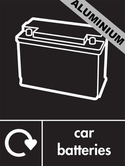 picture of Recycling Signs - Car Batteries - 300 X 400Hmm - Aluminium - [AS-WR67-ALU]
