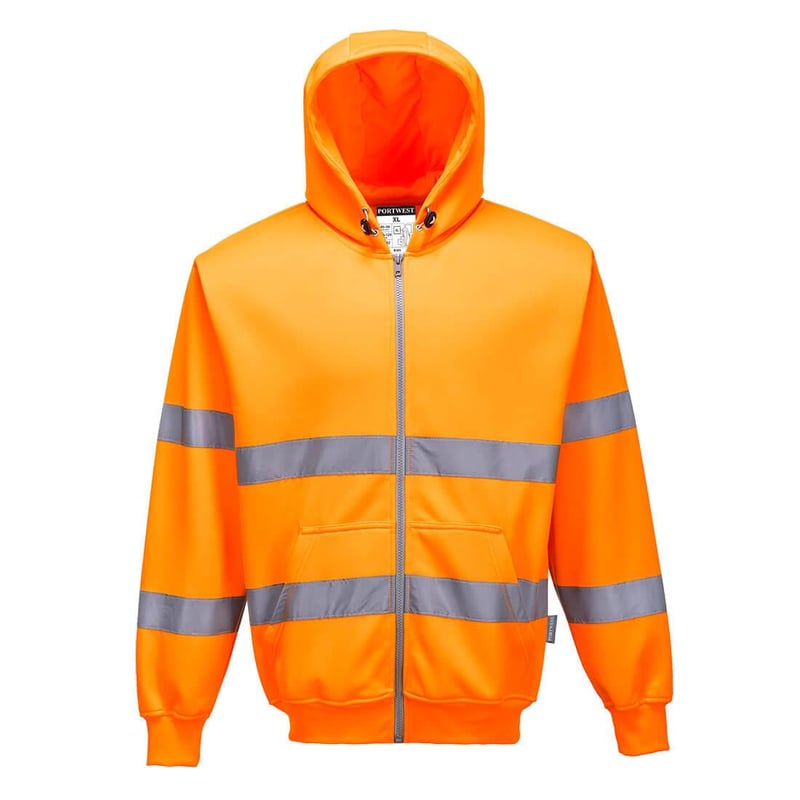 picture of Portwest - Hi-Vis Zip Front Hoodie - Orange - Conforms to EN ISO 20471 Class 3 and RIS 3279-TOM - PW-B305ORR