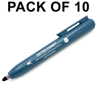 picture of Detectamet Detectable Retractable Whiteboard Marker - Black Bullet Tip - Pack of 10 - [DT-145-A05-P02-A07]
