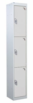 picture of QMP Standard Locker - 3 Compartment - Light Grey Doors - 1800H x 300W x 300D mm - [QM-LS1830303LXX]