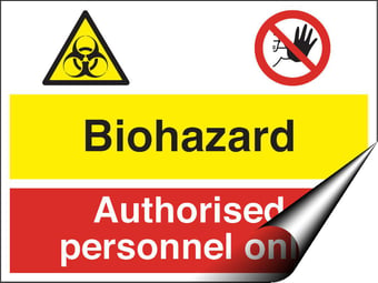 Picture of Biohazard Authorised Personnel Only Sign - 400 X 300Hmm - Self Adhesive Vinyl - [AS-MU22-SAV]