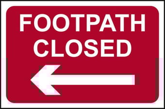 Picture of Spectrum Footpath Closed - Arrow Left - RPVC 600 x 450mm - [SCXO-CI-14594]