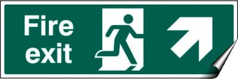 picture of Fire Exit Arrow Pointing North East Sign LARGE - 600 x 200Hmm - Self Adhesive Vinyl - [AS-SA10-SAV]