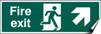 Picture of Fire Exit Arrow Pointing North East Sign LARGE - 600 x 200Hmm - Self Adhesive Vinyl - [AS-SA10-SAV]