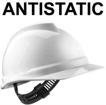 picture of MSA V-Gard 500 Antistatic White Safety Helmet - Unvented - Staz-On Head Harness - [MS-GV511-00A0000]