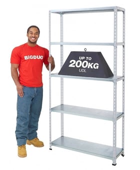 Picture of BiGDUG BiG200 Galvanised Shelving 5 Levels - Steel Shelves - 1830h x 915w x 455d mm - [BDU-B21809045ZZS]