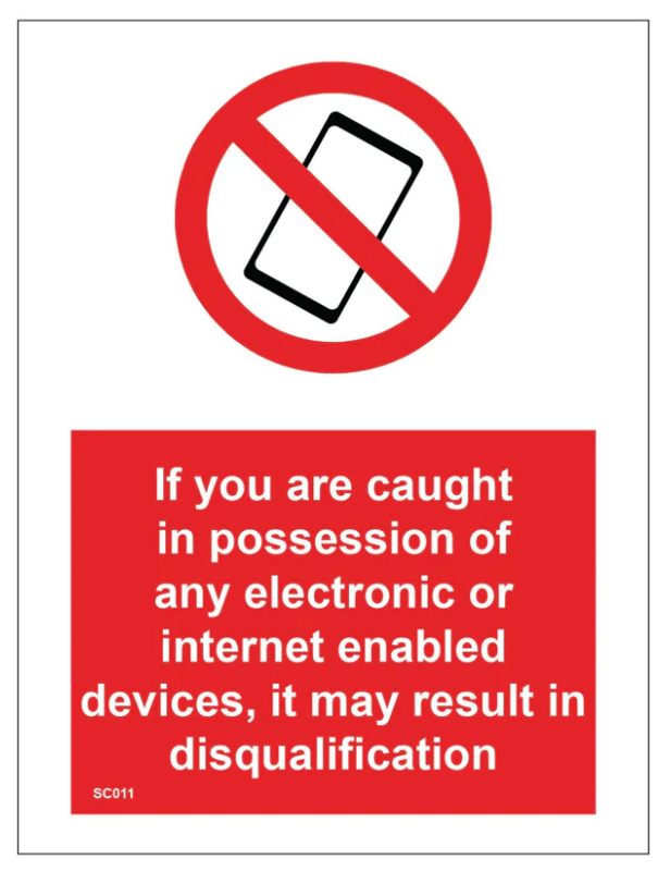 Picture of SC011 If You Are Caught In Possession Of Any Electronic Devices Sign Sticker - PWD-SC011-SAV - (LP)