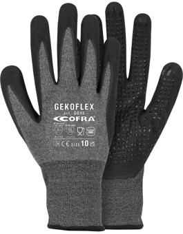 picture of Cofra Gekoflex Water-Repellent Nitrile Dotted Glove - Grey/Black - Pair - CO-G046