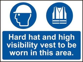 Picture of Spectrum Hard hat and high visibility vest must be worn in this area - Correx 600 x 450mm - SCXO-CI-12477