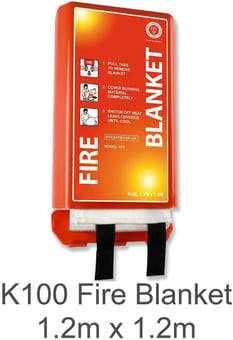 picture of Premium K100 Double Barrier 1.2m x 1.2m Fire Blanket in Red Fire Chief Single Piece Moulded Pod Container - [HS-PCR2/K100] - (DISC-W)