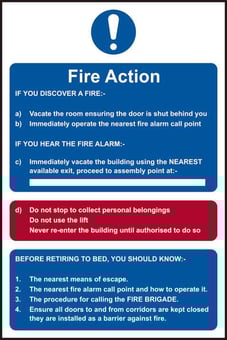 Picture of Spectrum Fire action procedure sign - SAV 200 x 300mm - SCXO-CI-11468