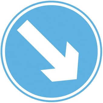 Picture of Traffic Arrow Right Diagonal sign - Class 1 Ref BSEN 12899-1 2001 - 450mm Dia - Reflective - 3mm Aluminium - [AS-TR58-ALU]