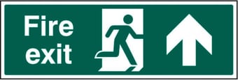 picture of Fire Exit Arrow Pointing North Sign LARGE - 600 x 200Hmm - Rigid Plastic - [AS-SA12-RP]
