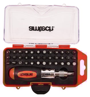 picture of Amtech 38 Piece Stubby Ratchet Screwdriver and Bit Set - [DK-L1965]