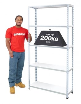 Picture of BiGDUG BiG200 Galvanised Shelving 5 Levels - Melamine Shelves - 1830h x 1525w x 305d mm - [BDU-B21815035ZZM]