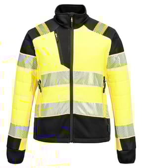 picture of Portwest T171 - PW3 Hi-Vis Women's Hybrid Baffle Jacket - Yellow/Black - PW-T171YBR