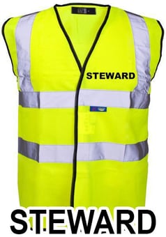 picture of Value Steward Printed Front and Back in Black - Yellow Hi Visibility Vest - ST-35241-STW