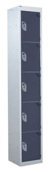 picture of QMP Standard Locker - 5 Compartment - Dark Grey Doors - 1800H x 300W x 450D mm - [QM-LS1830455KXX]