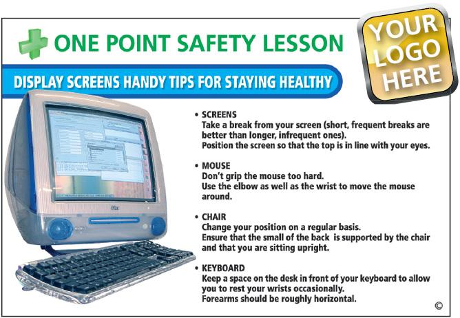 picture of Display Screens Handy Tips For Staying Healthy Poster - WITH YOUR LOGO - 600 x 400Hmm - Encapsulated - [AS-OPS4]