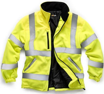 picture of Hi Vis Yellow Zipped Fleece Jacket with Rain Pads on Shoulders and Neck - Non Printable - SN-HV022-YE - (DISC-R)
