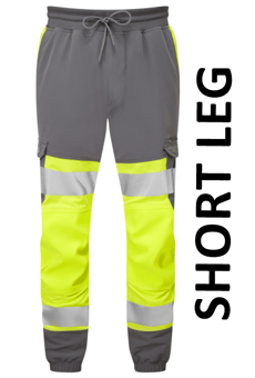 picture of Hawkridge CL 1 EcoViz Jog Trousers Yellow/Grey - Short Leg - LE-JT01-Y/GY-S - (LP)