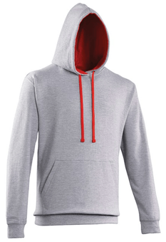 picture of Just Hoods Awdis Varsity Hoodie Heather Grey/Fire Red - PLU-JH003MHGR/FRE