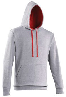 Picture of Just Hoods Awdis Varsity Hoodie Heather Grey/Fire Red - PLU-JH003MHGR/FRE