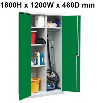 picture of QMP Utility Cupboard - Green Doors - 3 Shelves - 1800H x 1200W x 460D mm - [QM-CU181246ZGXX]