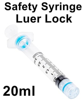 picture of Luer Lock SAFETY Syringe - 20ml - Supplied Without Needle - Pack of 50 - [CM-120009IM]