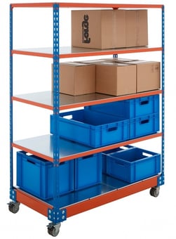 Picture of BiG340 Steel Shelf Trolley - 1720h x 1220w x 610d mm - 5 Levels - Blue & Orange - [BDU-B3MS1206BOS]