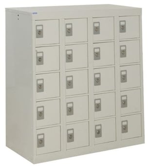 picture of QMP Personal Effects Locker - 20 Compartment - Light Grey Doors - 940H x 900W x 380D mm - [QM-LR909038YLXX]