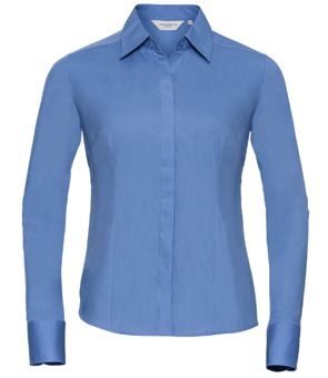 picture of Russel Ladies Fitted Long Sleeve Poplin Shirt - Corporate Blue - AP-R924F-CPB
