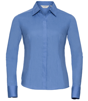 Picture of Russel Ladies Fitted Long Sleeve Poplin Shirt - Corporate Blue - AP-R924F-CPB