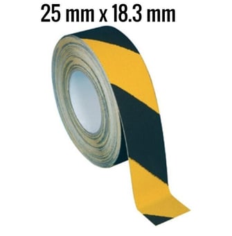 picture of Black/Yellow Chevron Hazard Anti Slip Tapes - 25mm x 18.3m Roll - [HE-H3401D]