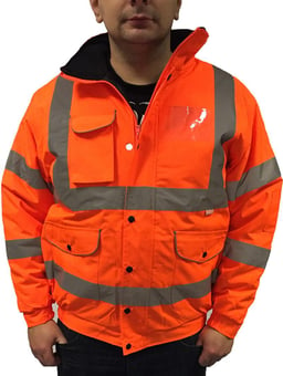 Picture of Hi Vis Superior Padded Waterproof Bomber Jacket - With Concealed Hood - Orange - Class 3 and GO/RT 3279 - BI-135 - (NICE)