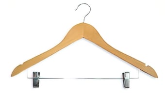 Picture of Light Wood Hanger With Hook & Skirt Clips - Box of 50 - [MCS-LWHHSC] - (LP)