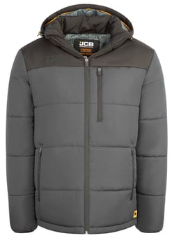 picture of JCB Workwear Unisex Padded Jacket - Grey/Black - BE-JCB006GYBL