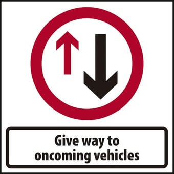 picture of Spectrum 600 x 600mm Temporary Sign & Frame – Give Way To On Coming Vehicles – [SCXO-CI-14563]