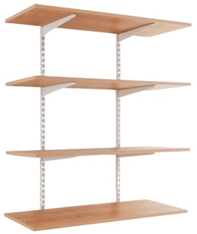 Picture of BiGDUG White Twin Slot Shelving Kit - 1200h x 1000w x 400d mm - 4 Oak Melamine Levels - [BDU-TSW1244O]