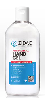 picture of ZIDAC - Antibacterial Hand Gel - 70 Percent Alcohol - 200ml Bottle - [ZD-HANDGEL200] - (DISC-W)