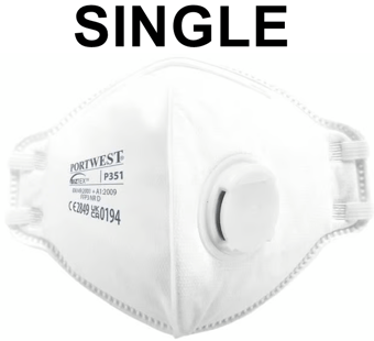 picture of Portwest FFP3 Valved Dolomite Fold Flat Respirator - Single - [PW-P351WHR]