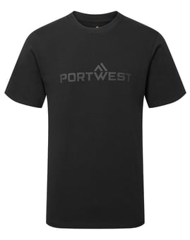 picture of Portwest B198 - Portwest Cotton T-Shirt S/S - Black - PW-B198BKR