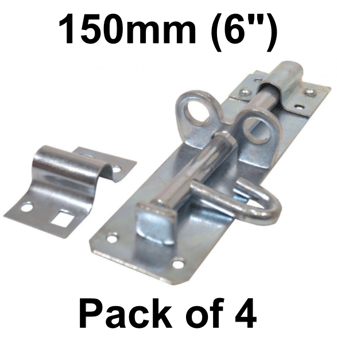 picture of ZP Brenton Padlock Bolt 2A Pattern - 150mm (6") - Pack of 4 - [CI-DB38L]