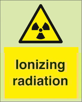 picture of Photoluminescent Ionising Radiation Signs - 200 X 300Hmm - Self Adhesive Rigid Plastic - [AS-PH250-SARP]