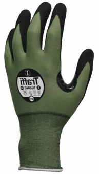 picture of Traffi TG6040 Ultra Fine Nitrile Microfoam Cut E Safety Glove - Green - Pair - TS-TG6040-GR