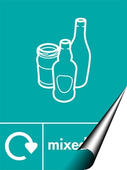 picture of Recycling Signs - Mixed Glass - 300 X 400Hmm - Self Adhesive Vinyl - [AS-WR30-SAV]