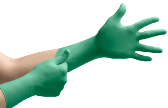 Picture of Ansell TouchNTuff DermaShield 73-701 Sterile Neoprene Green Glove - Pair - AN-73-701